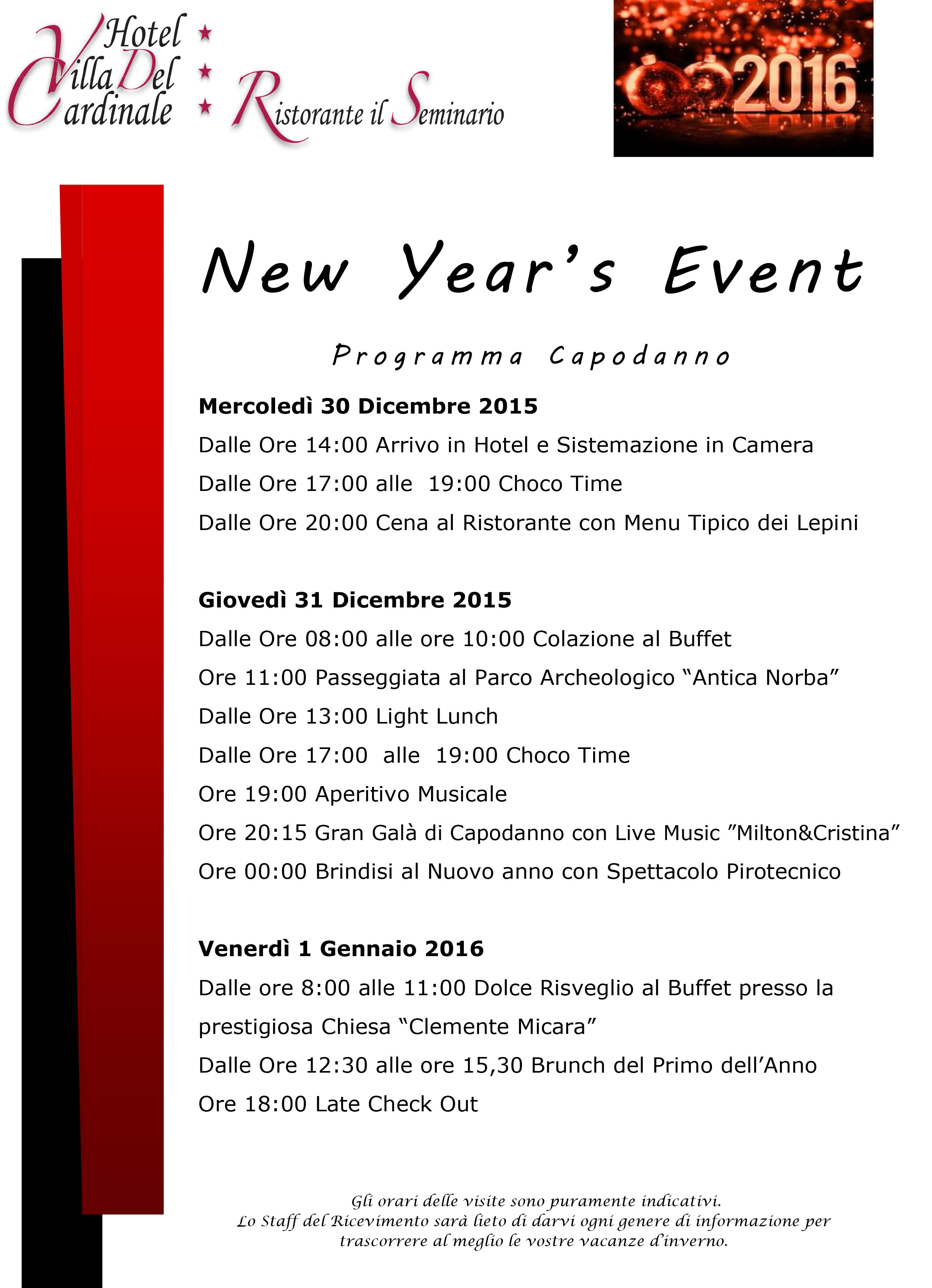 PACCHETTI + MENU CAPODANNO 2016